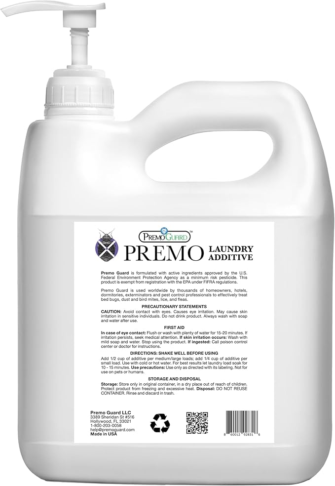 Premo Guard Bed Bug, Mite & Lice Laundry Detergent Additive 64 oz – Child & Pet Friendly – Stain & Odor Free – Best Natural Non-Toxin Treatment-Ruum Studio Home