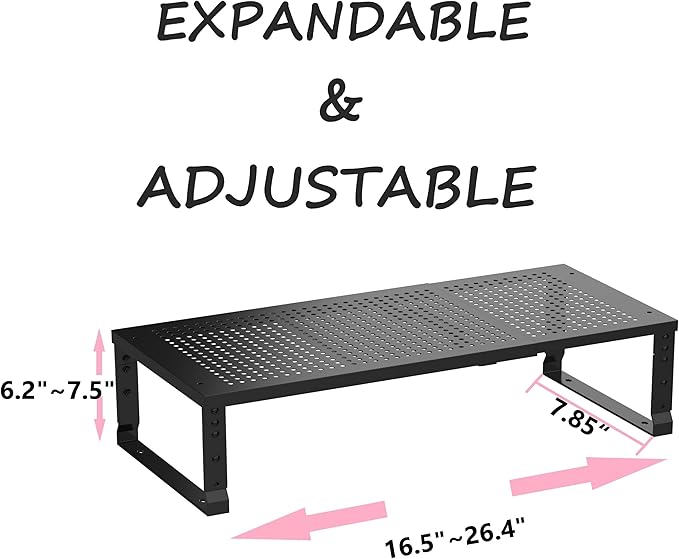 Metal Stackable Expandable Storage Shelf - Multi-Functional Home Storage Shelf, Suitable for Kitchen, Cabinet，Bathroom, Office, Garage, etc.（1PACK/Black/Medium-Ruum Studio Home