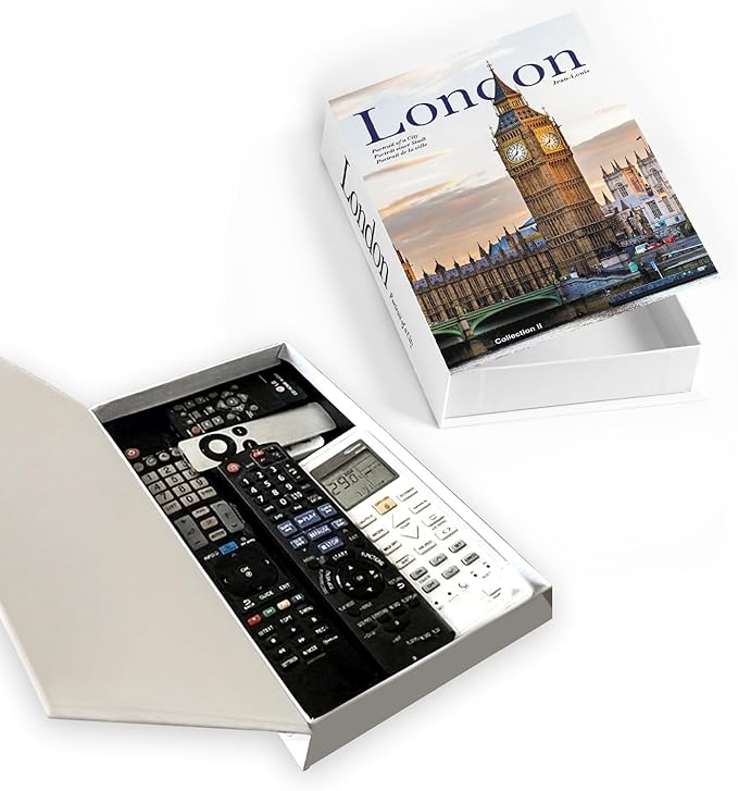 Decorative Storage Book Box – Hidden Storage for Remote Controls, Keys, and Small Items – Elegant Home Decor for Living Room, Bedroom, Coffee Table – Modern Style Faux Book Organizer (London)-Ruum Studio Home