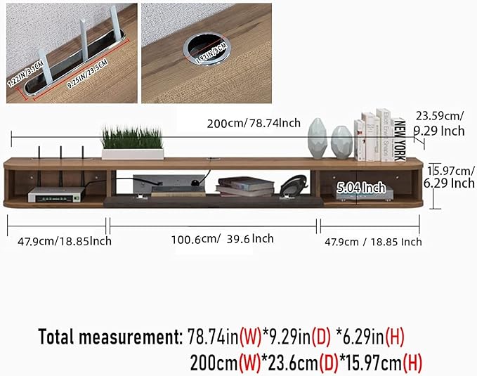 Pmnianhua Floating TV Console, 78'' Wall Mounted TV Stand for Bedroom & Livingroom - Walnut-Ruum Studio Home