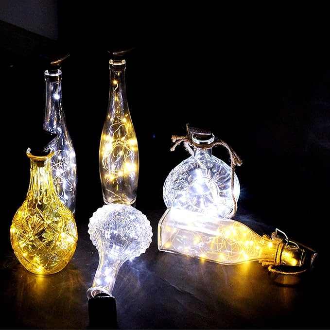 Solar Wine Bottle Lights Outdoor, 20 LED Cork Lights for Wine Bottles Waterproof, Fairy Lights Solar for Wedding Party Garden Patio Decor, Suitable for Most Wine Bottle Mouths-Warm White (8 Pack)-Ruum Studio Home