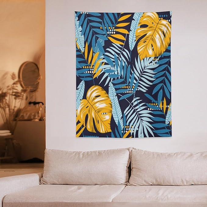 ICMOLYYENLO Palm Leaf Tapestry Wall Hanging, Tropical Leaves Plant Jungle Green Hawaiian Art Home Decor for Guest Bedroom Living Room Dormitory 60x80 Inch-Ruum Studio Home