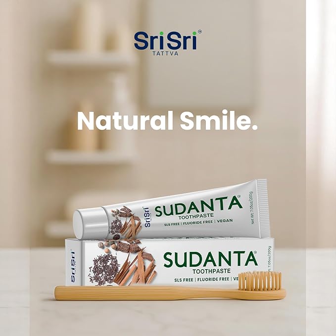 Sri Sri Tattva Sudanta Herbal Toothpaste for Oral Care Protection - Fluoride Free Ayurvedic Toothpaste to Strengthen Teeth and Gums Without Causing Sensitivity - All Natural (200g) Pack of 2-Ruum Studio Home