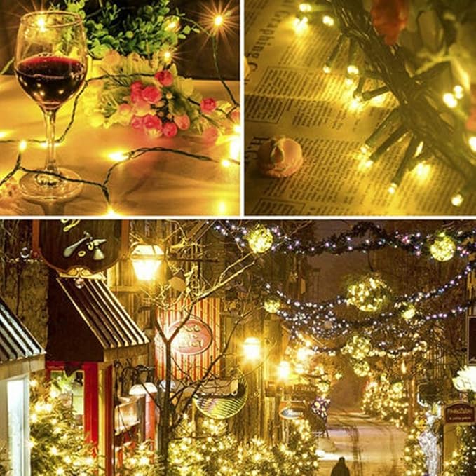 Home Lighting 66ft Christmas Decorative Mini Lights, 200 LED Green Wire Fairy Starry String Lights Plug in, 8 Lighting Modes, for Indoor Outdoor Xmas Tree Wedding Party Decoration (Warm White)-Ruum Studio Home