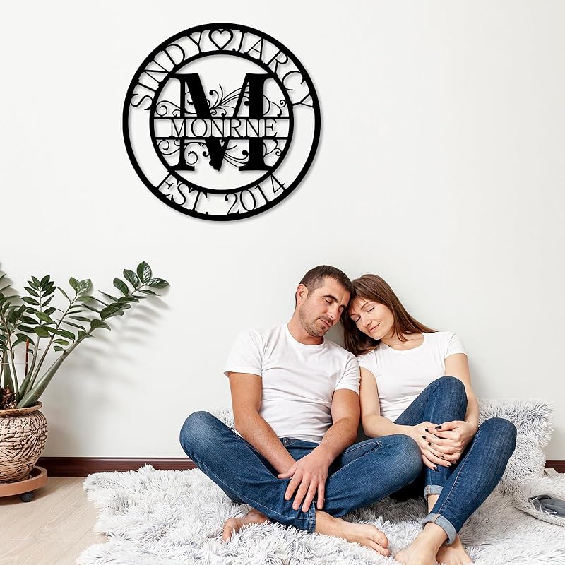 Custom Metal Sign | Personalized Family Name Sign | Monogram Wall Decor | Metal Name Sign| Split Letter Name | Anniversary Wedding Gifts| Custom Outdoor Signs | Metal Wall Art | Couple Gift-Ruum Studio Home