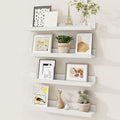 Picture Ledge Shelf, Solid Pine Wood Floating Shelves Set of 4, 16 Inches Nursery Book Shelves for Toys Storage, Kids Bookshelf Wall Mounted for Living Room Decor Photo Frames, White-Ruum Studio Home
