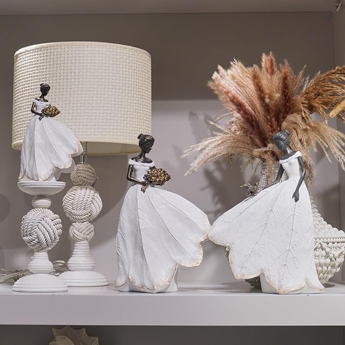 Guichifun Fairy Statue Collection Home Decoration - White Leaf Angel Girls Resin Home Decor for Outside or Inside Rustic Garden Outdoor Yard Decorations Figurines Memory Gift 7.5 x 4.5 x 11.5 Inch-Ruum Studio Home