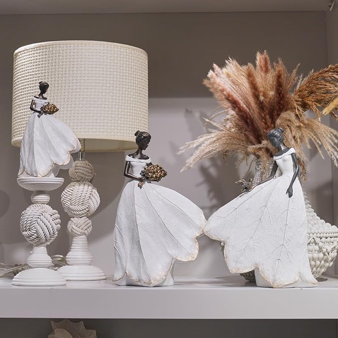 Guichifun Fairy Statue Collection Home Decoration - White Leaf Angel Girls Resin Home Decor for Outside or Inside Rustic Garden Outdoor Yard Decorations Figurines Memory Gift 7.5 x 4.5 x 11.5 Inch-Ruum Studio Home