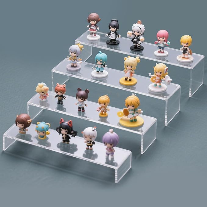 Acrylic Display Risers,12'' Large Display Stands, Thickened to 0.2''(5mm) Stackable Acrylic Shelves for Perfume Display, Clear Risers for Cupcake Stand,Pop Figurines,Tumbler,Food (Clear, 8PCS)-Ruum Studio Home