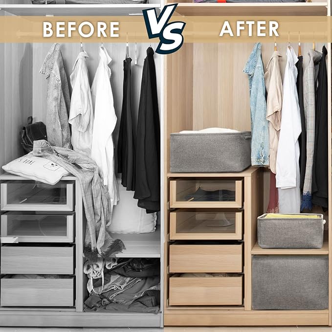 TheWarmHome Large Storage Bins- Storage Baskets for Organizing Shelves, Basket Organizer for Closet Bookshelf Dog Toy Nursery Clothes Laundry Home Organization, Fabric Storage Cubes W/Handles-Ruum Studio Home