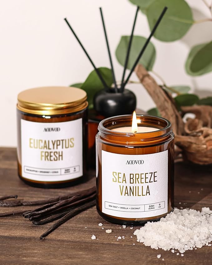 AOOVOO Scented Candles - 4PC Candle Set, 36 oz Soy Candles, Soy Candle for Home Scented, Lavender/Vanilla/Eucalyptus/Sage-Ruum Studio Home