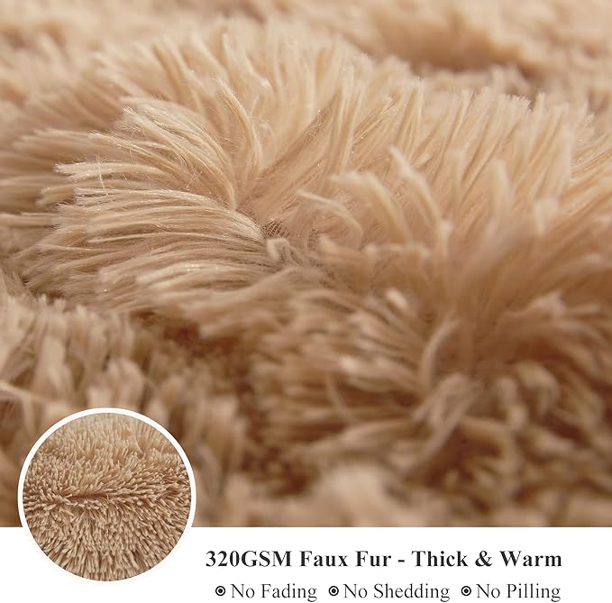 XeGe Plush Faux Fur Throw Blanket, Camel Luxurious 50x60 Shaggy Furry Blanket, Fluffy Microfiber Velvet Couch Throw, Ultra Soft Fuzzy Office Throw, Winter Fall Lap Blanket for Sofa Bed Camel-Ruum Studio Home