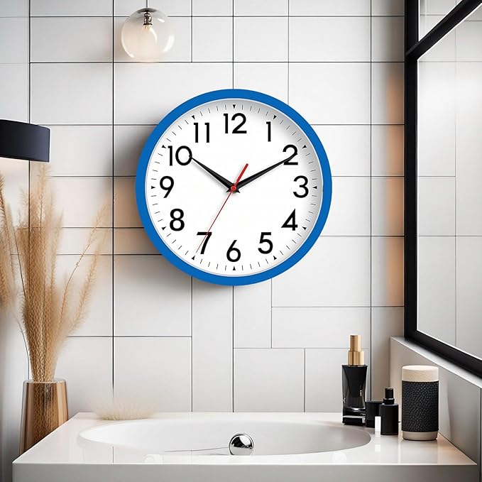 Wall Clock Small Analog 8 Inch Silent Non Ticking Battery Operated Modern Simple Decorative for Kitchen Office Bedroom Bathroom Living Room(Blue)-Ruum Studio Home