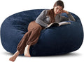 Bean Bag Chair 6Ft, Memory Foam Filled, Large Beanbag Chairs for Adults and Teens, Soft Sofa with Removable Flannel Cover, Round Couch for Living Room Bedroom College Dorm (Blue, 6FT-67×67"×24")-Ruum Studio Home