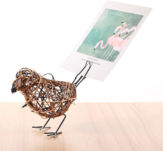 Natural Farmhouse Decor Set of 3 - Handwoven Rattan Bird Statue Table Decor, Multi-Pose Shelf & Mantel Accents-Ruum Studio Home