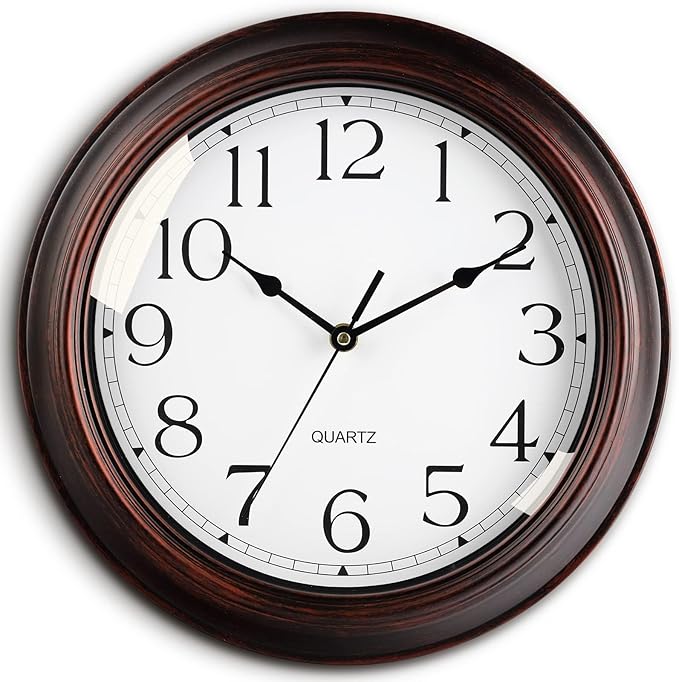 Wall Clock 10 Inch Battery Operated Silent Non-Ticking Wall Clock Vintage Retro Rustic Style Decorative for Bedroom Living Room Kitchen Home Office (Bronze)-Ruum Studio Home
