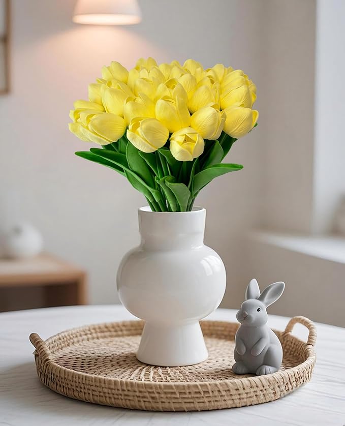 15pcs Artificial Tulips Flowers Real Touch Latex Bouquet Fake Tulips for Office Wedding Party Home Kitchen Garden Decoration-Ruum Studio Home