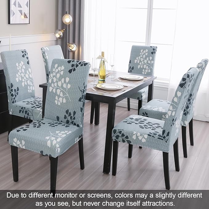JQinHome Pattern Chair Covers for Dining Room Set of 4, High Stretch Removable Washable Parsons Chair Slipcover for Home Party Hotel Wedding Ceremony (Flower,4PCS)-Ruum Studio Home