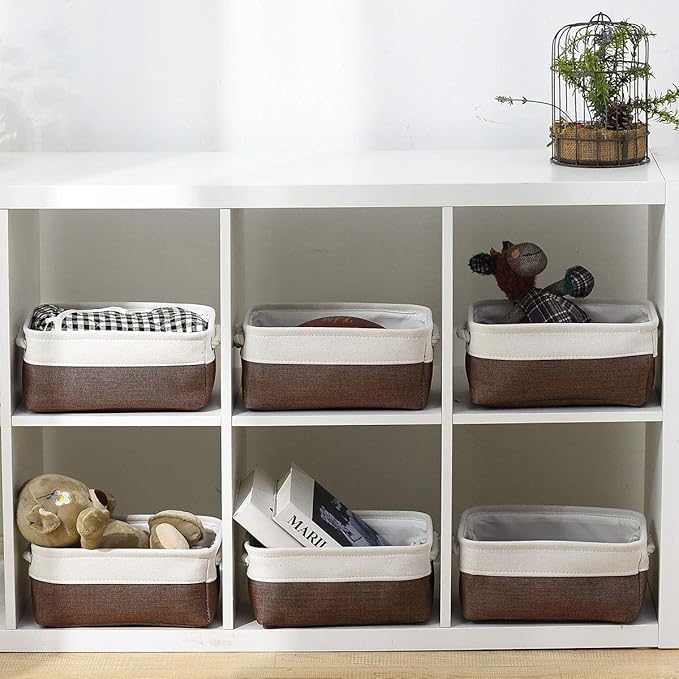 Small Storage Baskets for Shelves,Fabric Storage Baskets for Closet,Rectangular Collapsible Baskets for organizing Clothes,Books,Gifts-Ruum Studio Home