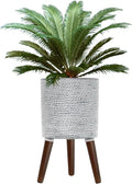 Flower Pot with Legs Tall Flower Pot with Drainage Holes for Indoor and Outdoor Decorative Planting (Gray Wave, 12 Inches)-Ruum Studio Home
