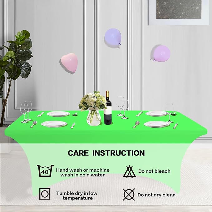 IVAPUPU 6FT Table Cloth for Rectangular Fitted Events Stretch Green Table Covers Washable Cover Spandex Tablecloth Protector for Party, Wedding, Cocktail, Banquet, Festival-Ruum Studio Home