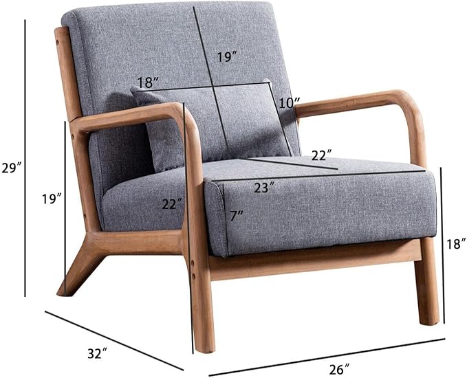 INZOY Mid-Century Modern Accent Chair Set of 2, Dark Grey Living Room Chairs with Waist Cushion, Upholstered Reading Armchair for Bedroom Sunroom-Ruum Studio Home