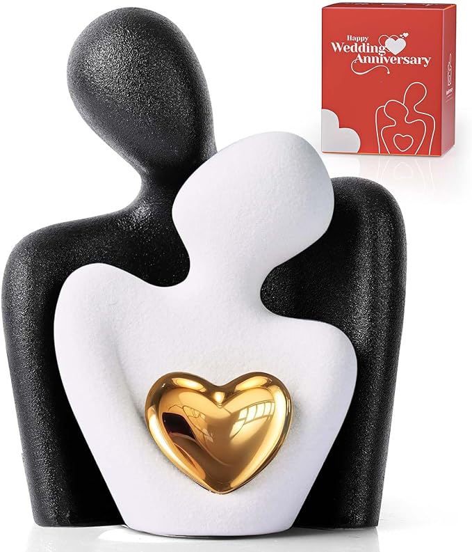 XMGZQ Mini Couple Statue Tv Stand Decor Items for Living Room Home Decor,Bedroom Decor for Couples Sculpture for Anniversary Wedding,Love Gifts for Couples 2025,Knick Knacks for Shelves-Ruum Studio Home