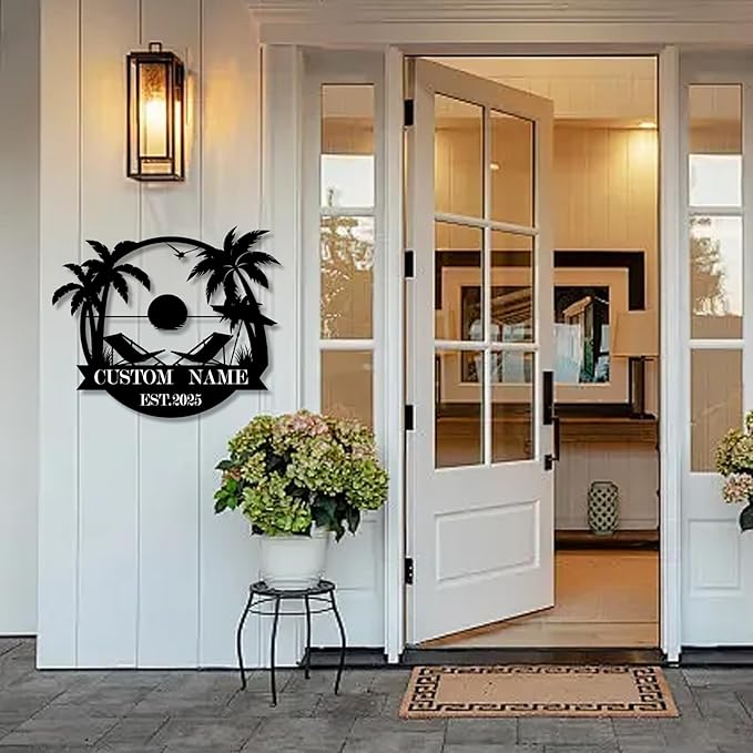 Custom Metal Beach Wall Art Sign - Personalized Size Outdoor/Indoor, Surfboard Decor, Lake House & Coastal Home Decor, Summer Gift - MADE IN USA-Ruum Studio Home
