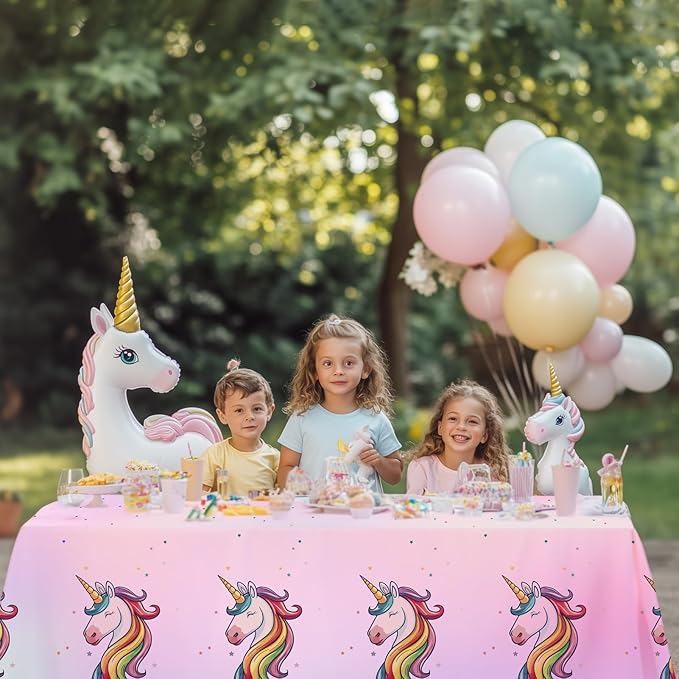 16Pcs Unicorn Tablecloths for Birthday Party, Unicorn Plastic Table Cover Disposable Party Table Cloths, unicórnio Festa Supplies for Baby Shower and Birthday Decoration for Girls (54'' x 108'')-Ruum Studio Home