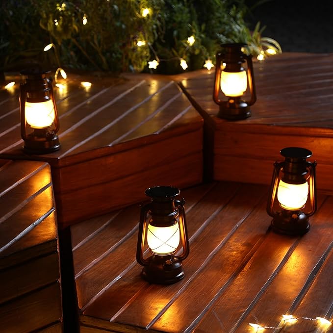 2 Pack Solar Hanging Lantern Outdoor, Solar Powered, Auto On/Off Waterproof LED Flame Umbrella Vintage Lights for Garden, Patio, Yard, Flickering Flameless Candle Mission Lights for Table, Party-Ruum Studio Home