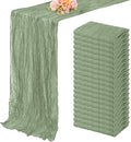 20 Pack Sage Green Cheesecloth Table Runner 10FT Rustic Gauze Fabric Cheese Cloth Table Runner for Wedding Bridal Baby Shower Table Decor 20 x 120 Inch Long Boho Sheer Birthday Party Table Decorations-Ruum Studio Home