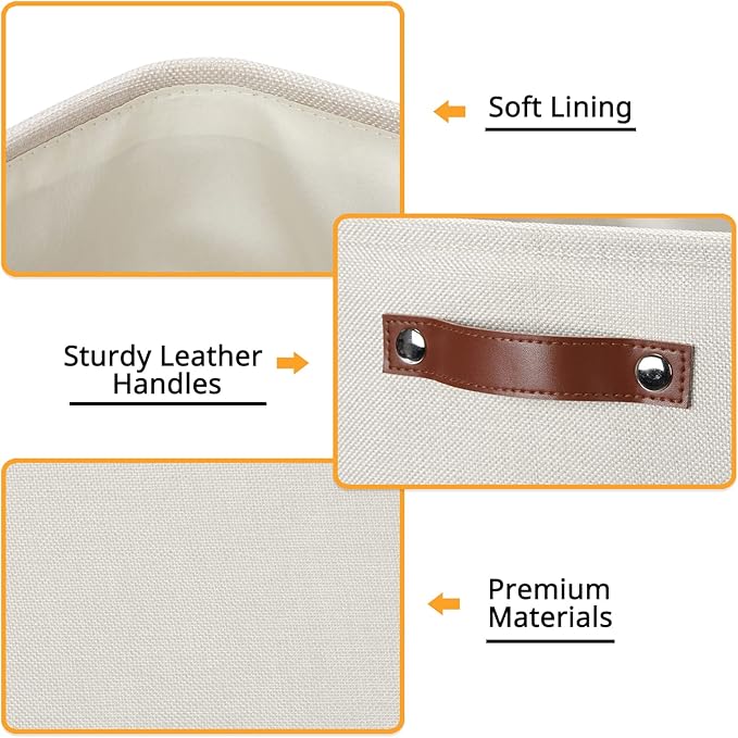 DULLEMELO Large Storage Baskets, Fabric Storage Bins for Organizing Clothes, Large Storage Bins with Handles for Shelves Closet Organizers, Fabric Storage Baskets for Toy Organizers(Beige)-Ruum Studio Home