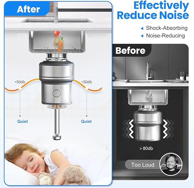 Garbage Disposal Support, Adjustable Spring Shock Absorber Bracket (11.02-14.56inch (28-37cm)), Holds Up tp 440lbs, Stainless Steel Noise Reduction Installation Kit-Ruum Studio Home