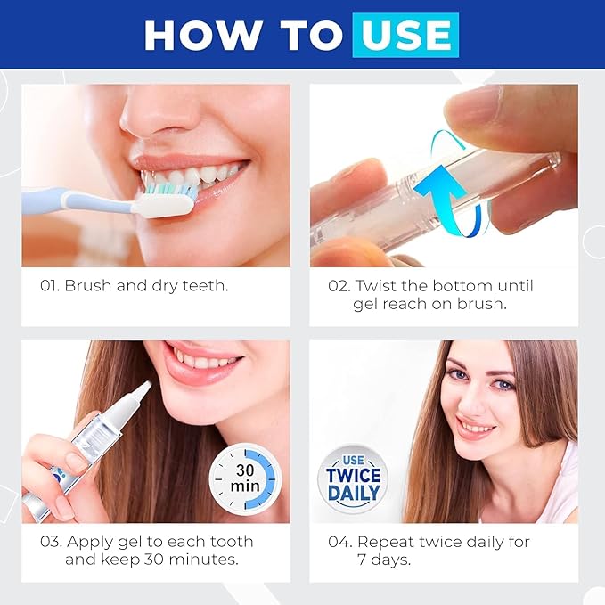 Luelli Teeth Whitening Pen, 20+ Uses - Travel Size Professional Tooth Whitener Serum, Extra Strength Organic Teeth Bleaching Gel for Sensitive Teeth, Instant Stain Removal, Simply White Smile, 4 Count-Ruum Studio Home