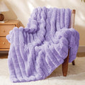 BEDELITE Faux Fur Throw Blanket for Couch, Soft and Cozy Luxurious 3D Striped Fluffy Blanket, 770GSM Thick Warm Plush Fuzzy Faux Rabbit Fur Blanket for Women Gift (Lavender, 50"x 60")-Ruum Studio Home