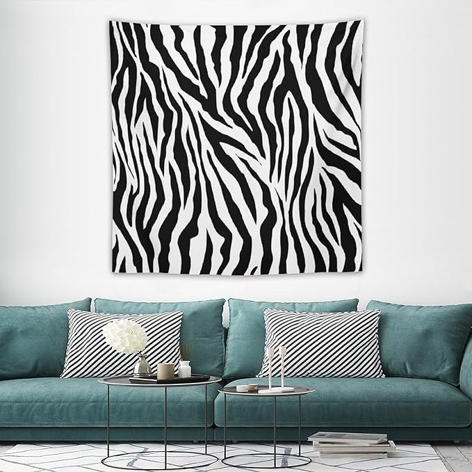 HZOHNAGO Zebra Print Tapestry Nature Wild Animals Black and White Stripe Printed Wall Tapestry Painting Wall Hanging for Bedroom Living Room Dorm 60" W x 60" H-Ruum Studio Home
