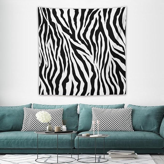 HZOHNAGO Zebra Print Tapestry Nature Wild Animals Black and White Stripe Printed Wall Tapestry Painting Wall Hanging for Bedroom Living Room Dorm 60" W x 60" H-Ruum Studio Home