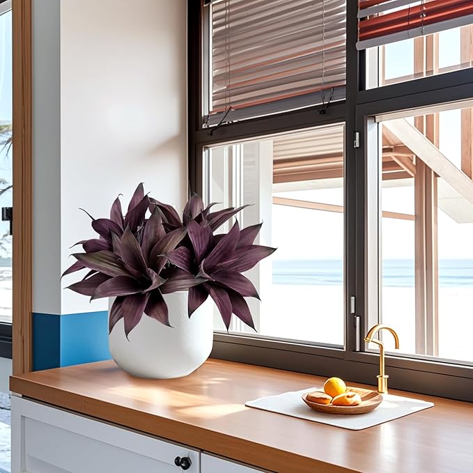 Fake Plants Artificial Agave Plants Indoor，UV Resistant Fake Agave Planters Outdoor Decorating Artificial Plants for Outdoors Decor Agave (2Pack,12.6'Purple) Spring Decorations for Home-Ruum Studio Home