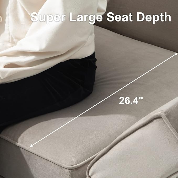 Belffin Modular Sofa Couch with Storage Seats Velvet 3 Seater Sofa for Living Room Grey-Ruum Studio Home