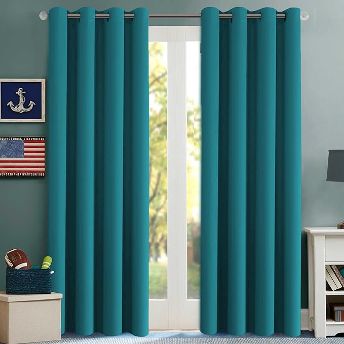 H.VERSAILTEX Blackout Room Darkening Window Treatment Curtains,Grommet Drapes,52 by 96 - Inch - Turquoise Blue - Set of 2-Ruum Studio Home
