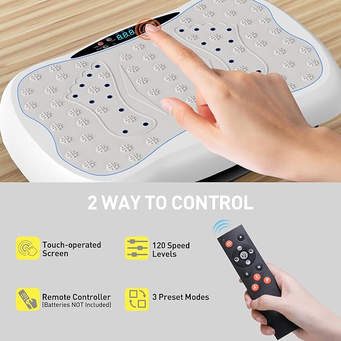 Vibration Plate Exercise Machine, Vibrating Platform for Lymphatic Drainage with 120 Speeds, Upgraded Vibrated Plates for Weight Loss, Full Body Workout Equipment for Fitness at Home-Ruum Studio Home