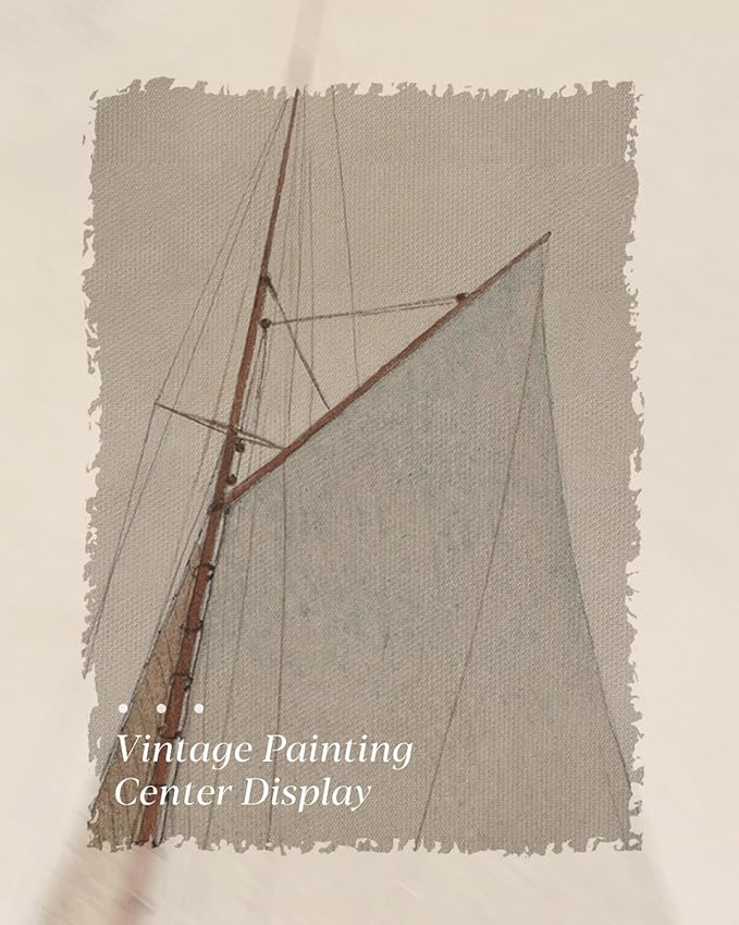 Gold Framed Vintage Wall Art for Living Room, Seaview Painting Prints Shelf Decor for Kitchen, Aesthetic Bedroom Wall Art, Christmas Gifts for Friends or Family (White Sailboat - 8"x10")-Ruum Studio Home