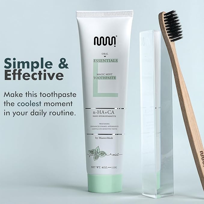 MasterMedi Nano Hydroxyapatite Toothpaste – Fluoride Free, SLS Free, for Sensitive Teeth, Whitening, Enamel Remineralization, Magic Mint, Dentist Recommended, 4 oz (Pack of 3)-Ruum Studio Home