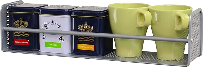 Simple Houseware Wall Mounted Spice Rack, Silver, Set of 2-Ruum Studio Home