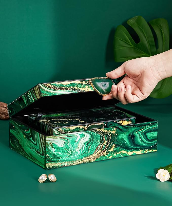 Homde Glass Decorative Storage Box: Set of 2 Boxes for Home Decor - Large Organizer with Lids for Decorations-Ruum Studio Home