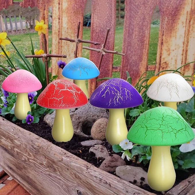 Homeleo 8-Pack Cracked Mushrooms for Garden Decor, Solar Mushroom Lights Outdoor, Super Cute Whimsical Garden Art for Yard Decor Gnome Flowerbed Housewarming Decor(Multicolored)-Ruum Studio Home