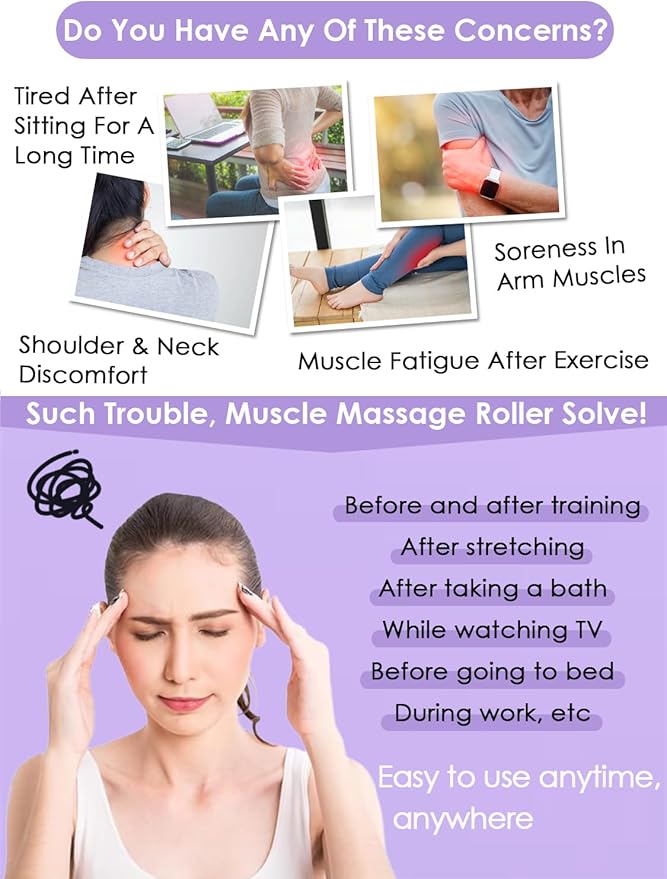 Anti Cellulite Massager Roller w/Detachable Roller Handles for Whole Body, Leg, Lumbar, Shoulder, Back, Arm Massage Stretch Roller Swelling Release Stress Relief Yoga Goods Dieting Equipment-Ruum Studio Home