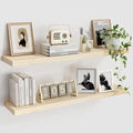 Light Wood Floating Shelves 36”x 8”x 1.4” Book Shelf Floating for Wall Mounted, Heavy Duty Shelf Hold 80 lbs, Unfinished Rustic Wall Shelves for Bedroom, Living Room, Kitchen, Office, Laundry Room-Ruum Studio Home
