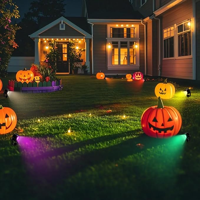 Smart RGBW Spot Lights Outdoor, 8 Pack Low Voltage Landscape Lighting with APP & Remote Control, Waterproof and Timing, Color Changing Outdoor spot Lights for Yard Halloween Christmas Decorations-Ruum Studio Home