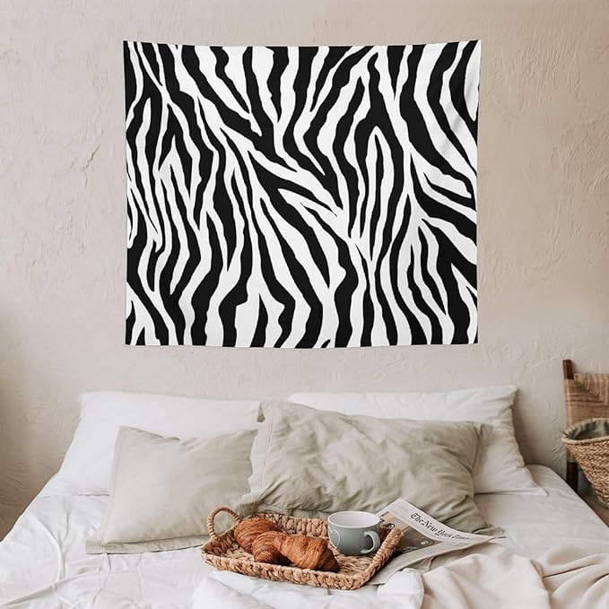 HZOHNAGO Zebra Print Tapestry Nature Wild Animals Black and White Stripe Printed Wall Tapestry Painting Wall Hanging for Bedroom Living Room Dorm 60" W x 50" H-Ruum Studio Home
